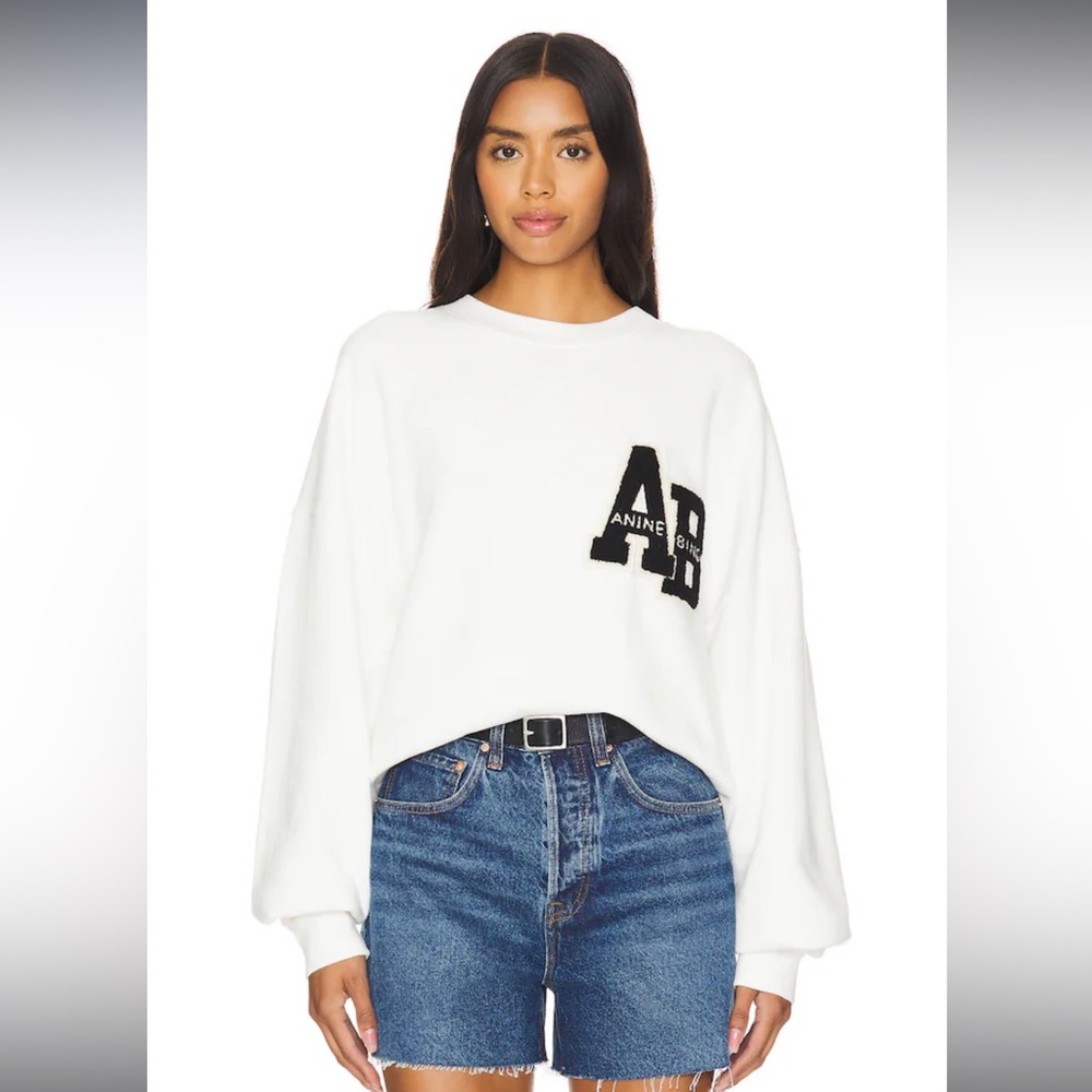 Miles Letterman Sweatshirt in Off White